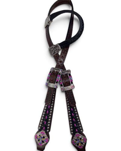 Rockn’ Wilsons Black Cheetah w/ Pink Buckstitch Headstall