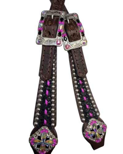 Rockn’ Wilsons Black Cheetah w/ Pink Buckstitch Headstall - Image 2