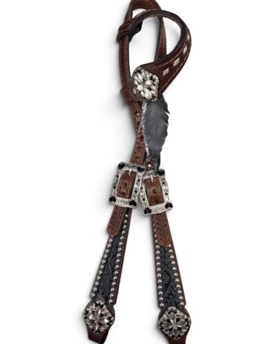 Rockn’ Wilsons Black Aztec & Feathers Headstall