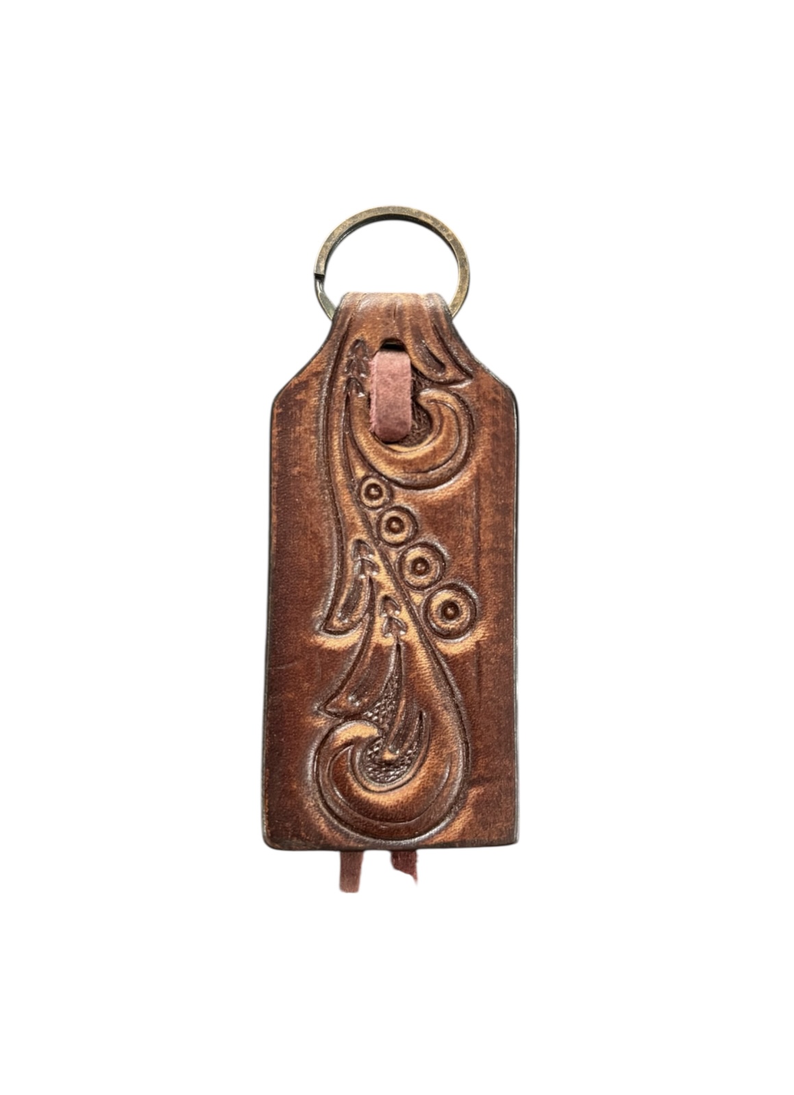 Circle Y Tooled Leather Keychain