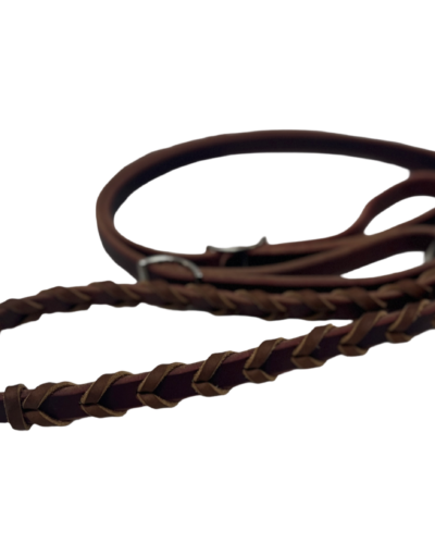 Professional's Choice 5/8" Burgundy Latigo Laced Barrel Rein - Image 2