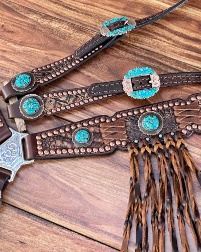 Alternative view of Rockn’ Wilsons Brown Gator w/ Turquoise & Twist Fringe