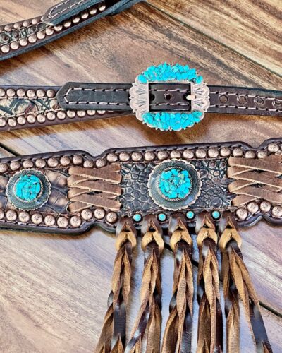 Rockn’ Wilsons Brown Gator w/ Turquoise & Twist Fringe - Image 4