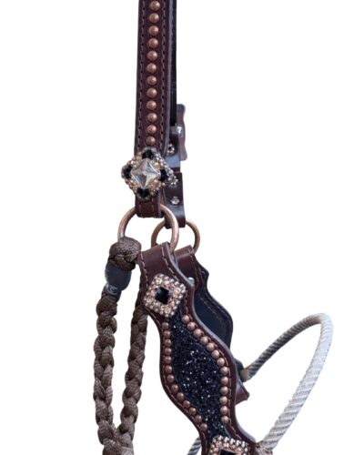 Rockn’ Wilsons Chunky Black Glitter Lariat Rope Halter - Image 3
