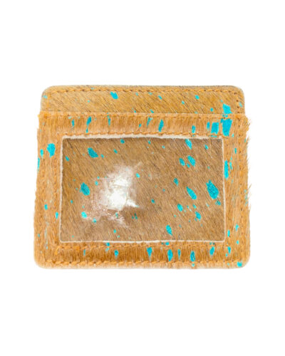 Alternative view of Brown & Turquoise Acid Wash Hair on Cowhide Slim Card Wallet