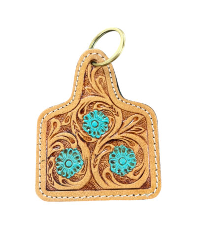 Myra Turquoise Painted Flower Keychain