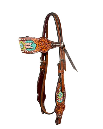 Rafter T Tribal Beaded Inlay Browband Headstall