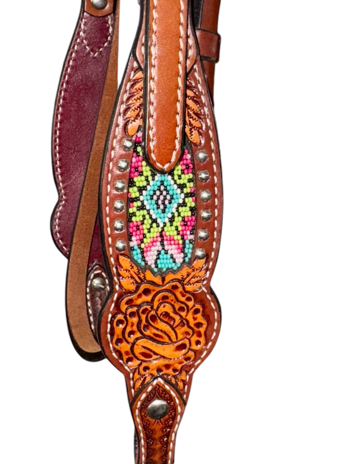 Rafter T Tribal Beaded Inlay Browband Headstall - Image 2