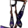 Purple and Silver Sequins Inlay 1-Ear Headstall & Breastcollar Set