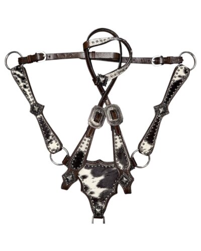 Hair on Hide Gladiator Style 1-Ear Headstall & Breastcollar Set