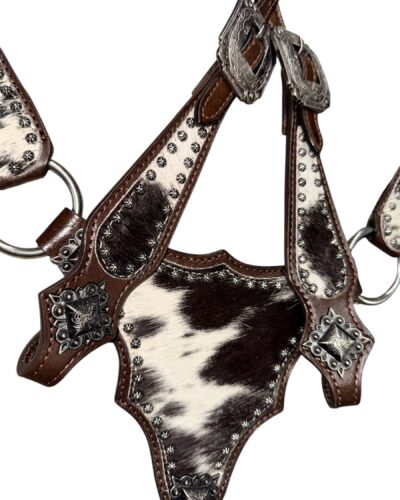 Alternative view of Hair on Hide Gladiator Style 1-Ear Headstall & Breastcollar Set