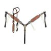 Two-Tone Tooled 1-Ear Headstall & Breastcollar Set w/ Fringe