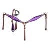 Purple and Silver Sequins Inlay 1-Ear Headstall & Breastcollar Set