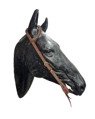 Suede Leather 1-Ear Headstall w/ Silver Spots