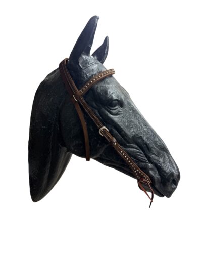 Suede Leather Browband Headstall w/ Silver Dots