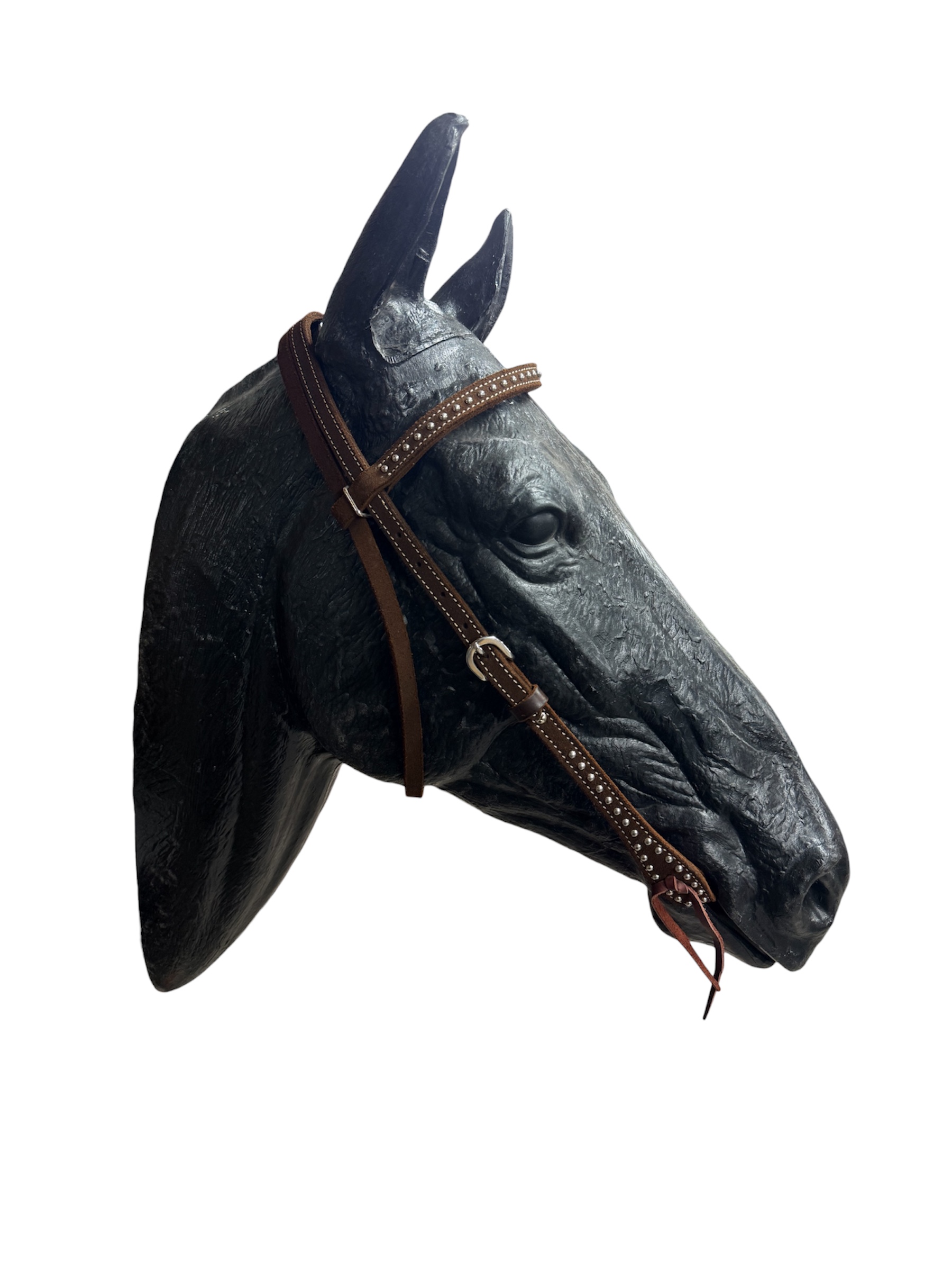Suede Leather Browband Headstall w/ Silver Dots