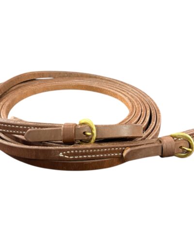 Heavy Oiled Harness Leather Split Reins w/ Brass Buckle Ends