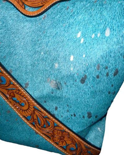 Alternative view of Rafter T Turquoise Acid Wash Cowhide Large Crossbody Bag