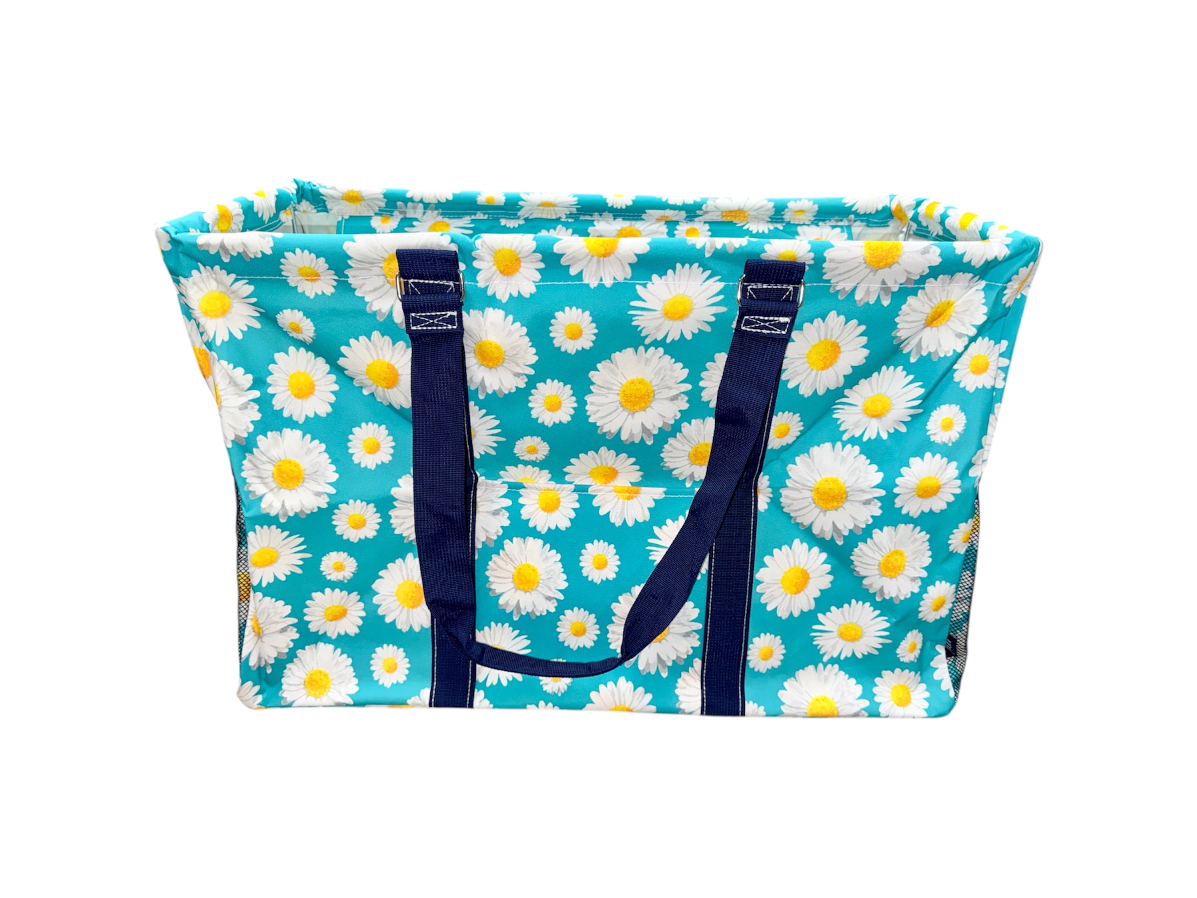 Daisy Mae Collapsible Double Haul-It-All Basket w/ Mesh Pockets & Lid