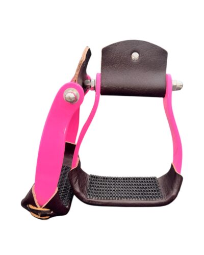 Hot Pink Aluminum Stirrups w/ Rubber Tread