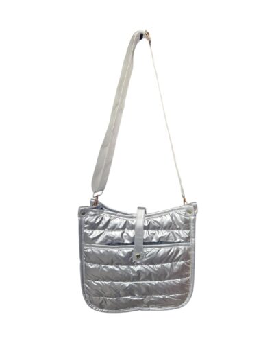 Silver Metallic Puffy Crossbody Purse