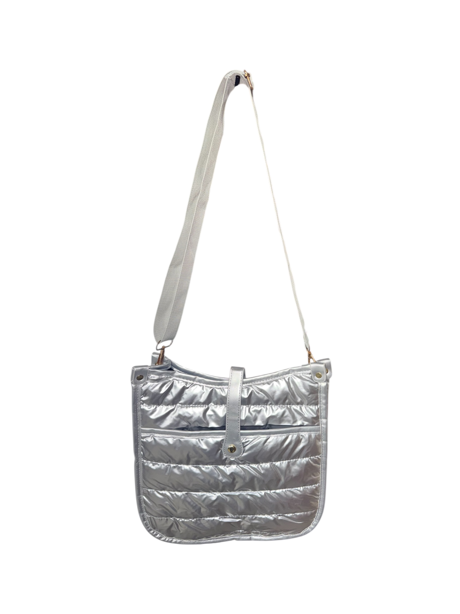 Silver Metallic Puffy Crossbody Purse