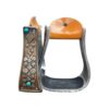 Engraved Aluminum Stirrups w/ Spade  & Turquoise Accents