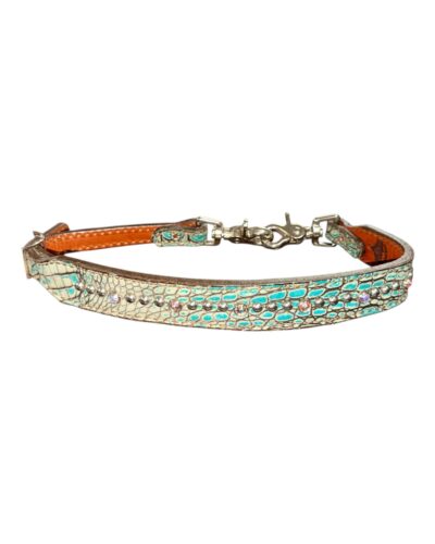 Alamo Saddlery Turquoise Croc Wither Strap