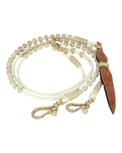 White Cord Romal Reins w/ Rawhide Knots