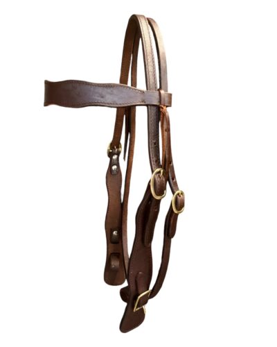Heavy Oiled Havana Scalloped Browband Headstall