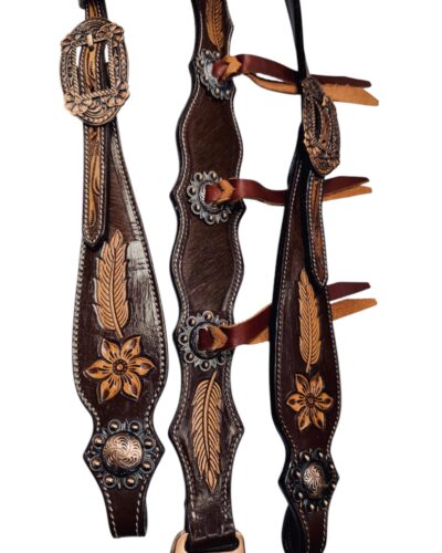 Alternative view of Raven Hide 1-Ear Headstall & Breastcollar Set