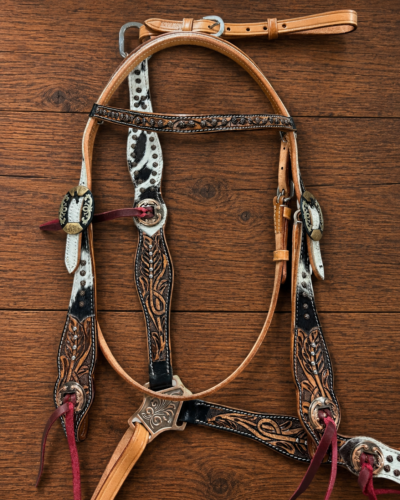 Autumn Hair on Hide Headstall & Breastcollar Set