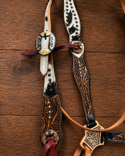 Alternative view of Autumn Hair on Hide Headstall & Breastcollar Set