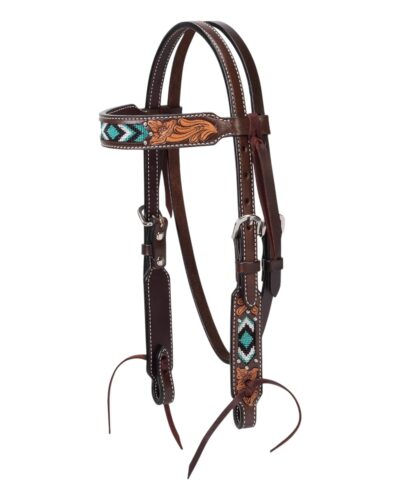 Weaver Turquoise Beaded Pony Size Browband headstall