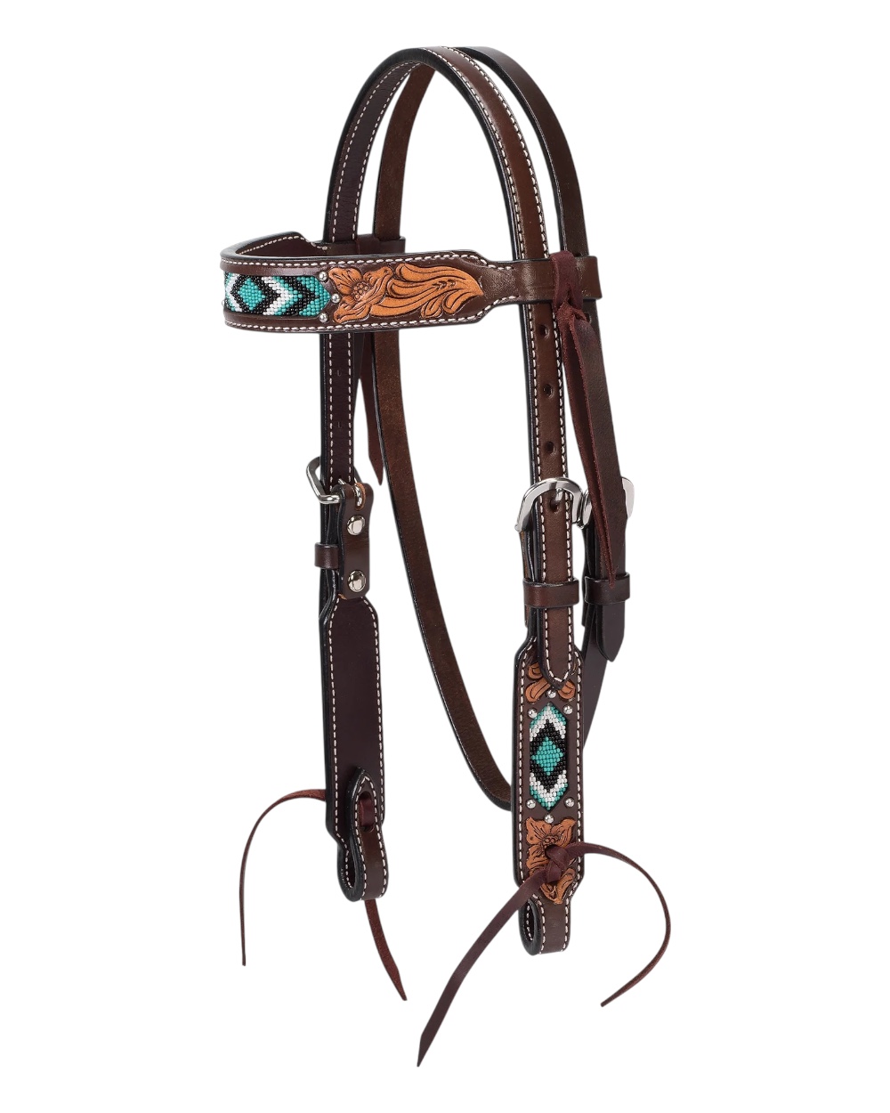 Weaver Turquoise Beaded Pony Size Browband headstall