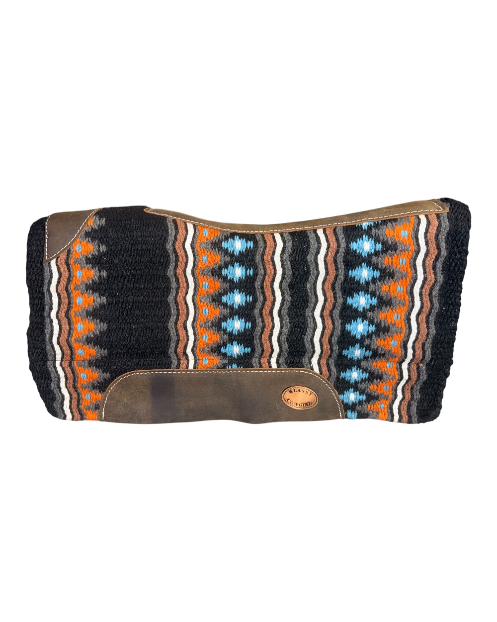 Klassy Cowgirl Turquoise, Orange & Black Barrel Style Saddle Pad