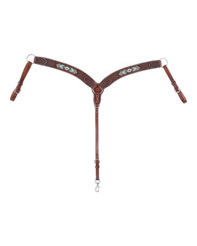 Beaded Inlay Contoured Chestnut Breastcollar