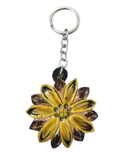 Leather Sunflower Keychain