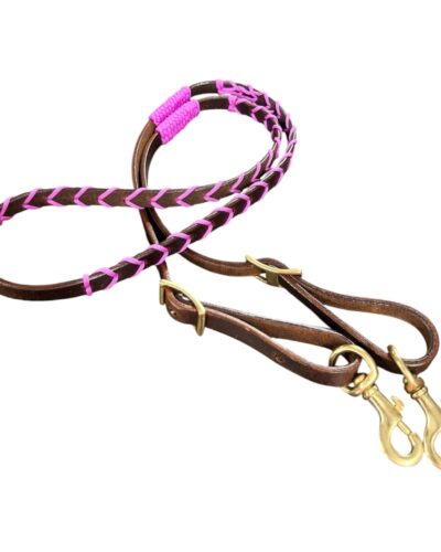 Colored Laced Leather Barrel Reins - Image 6