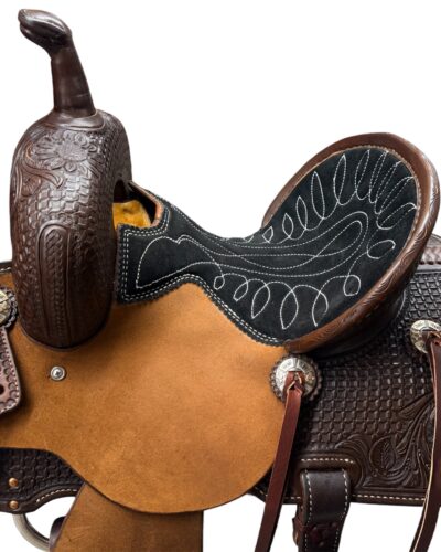 12’’ Barrel Gear Diamond Edition Sunflower Tooled Barrel Saddle - Image 3