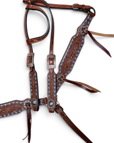 Buckstitched Blossom 1-Ear Headstall & Breastcollar Set