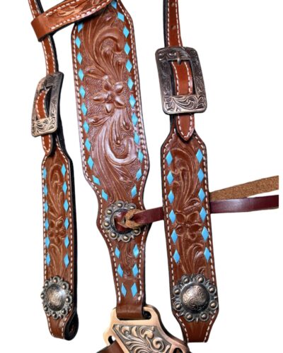 Alternative view of Buckstitched Blossom 1-Ear Headstall & Breastcollar Set
