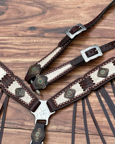 Rockn' Wilsons Cream Python Leather w/ Cross Stitching
