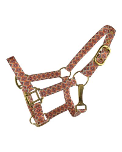 Pony Size Aztec Print Halter w/ Brass Hardware
