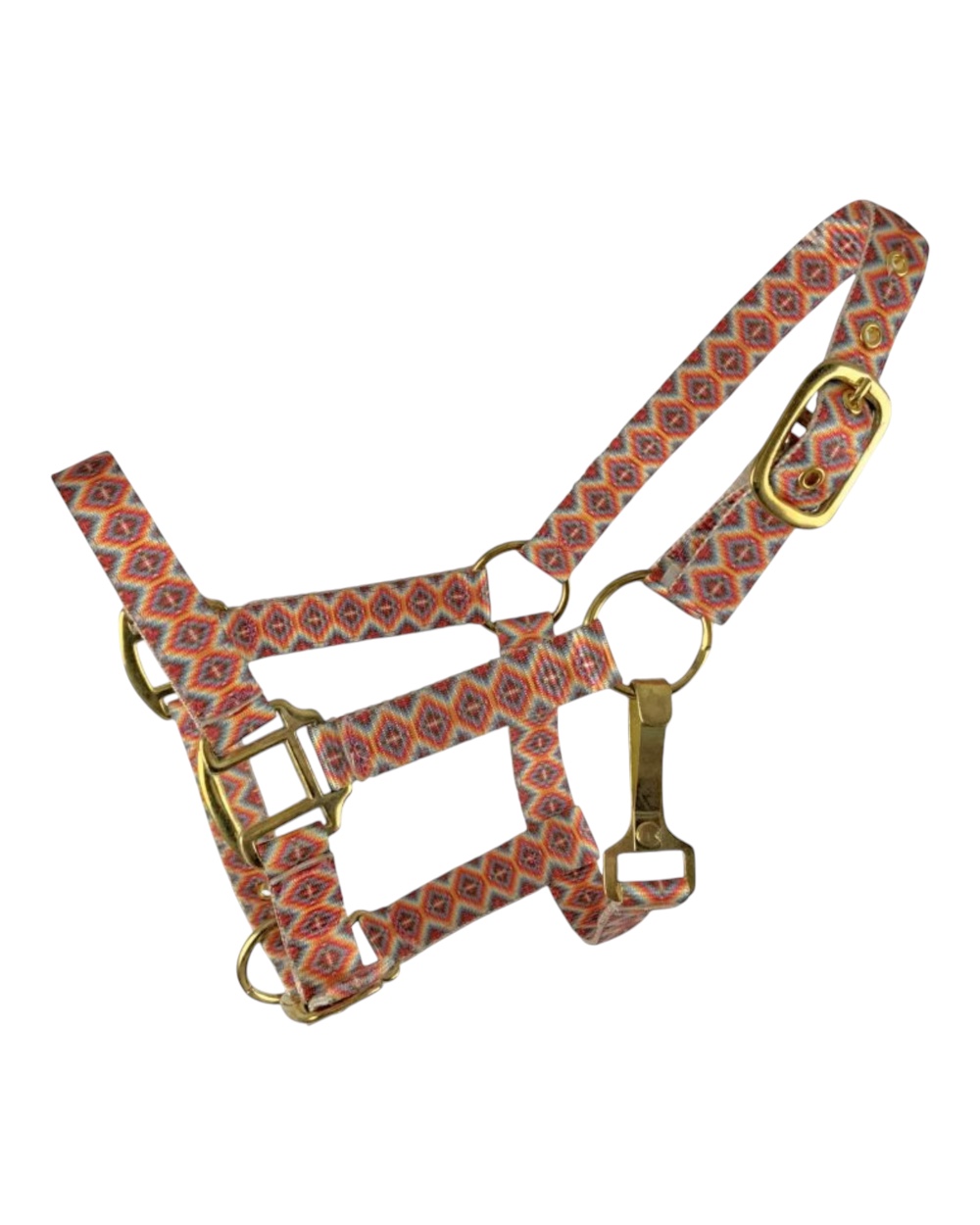 Pony Size Aztec Print Halter w/ Brass Hardware