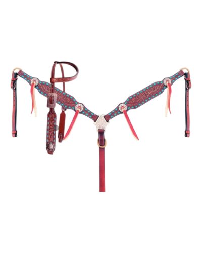 Buckstitched Blossom 1-Ear Headstall & Breastcollar Set
