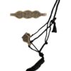 Black Woven Nylon Mule Tape Halter w/ Tooled Flower Noseband