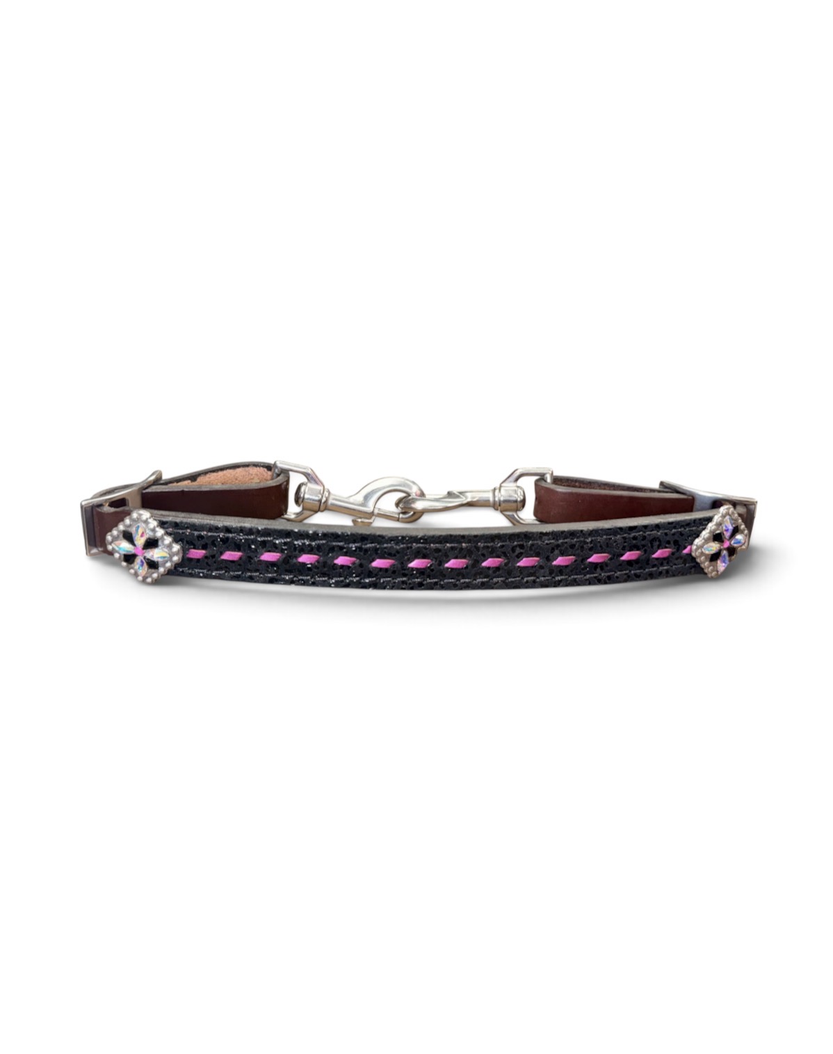 Rockn’ Wilsons Black Metallic Cheetah & Pink Buckstitch Wither Strap
