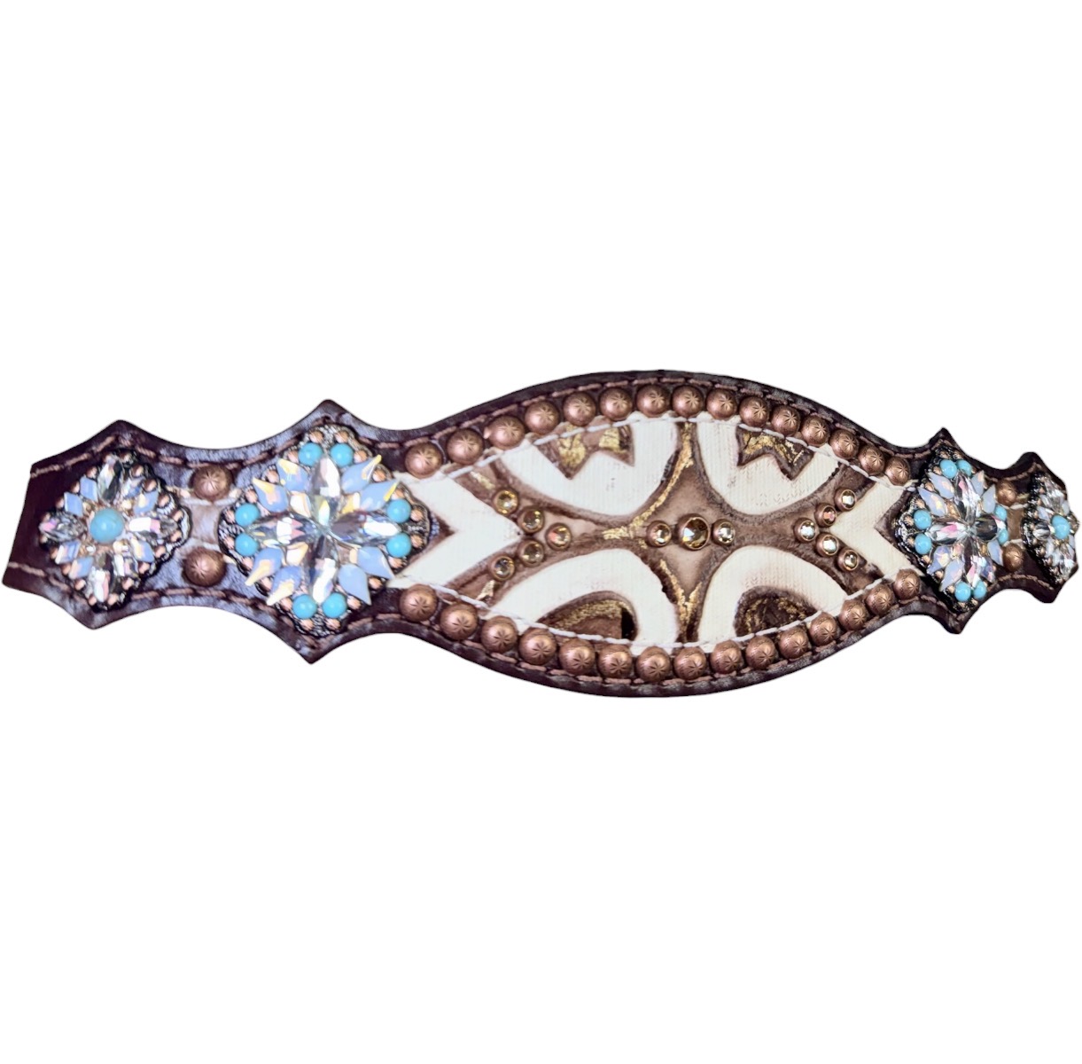 Rockn’ Wilsons White Laredo Bronc Halter w/ Turquoise Accents - Image 2