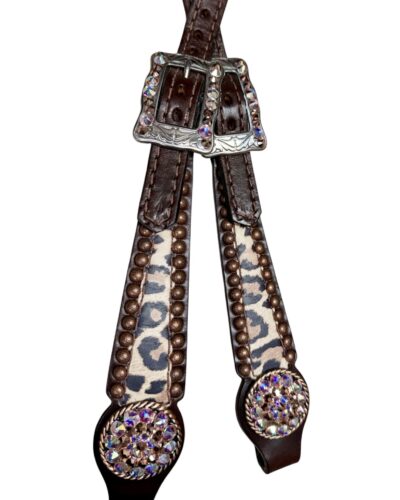 Alternative view of Rockn’ Wilson’s Cheetah Headstall w/ Copper Accents